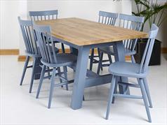 Solid Oak Top Dining Table with Painted A Frame Legs