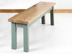 Solid Oak Top Bench with Green Painted Legs